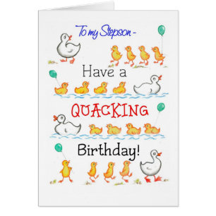 Cute Fun Ducklings Quacking Birthday, voor Stepson
