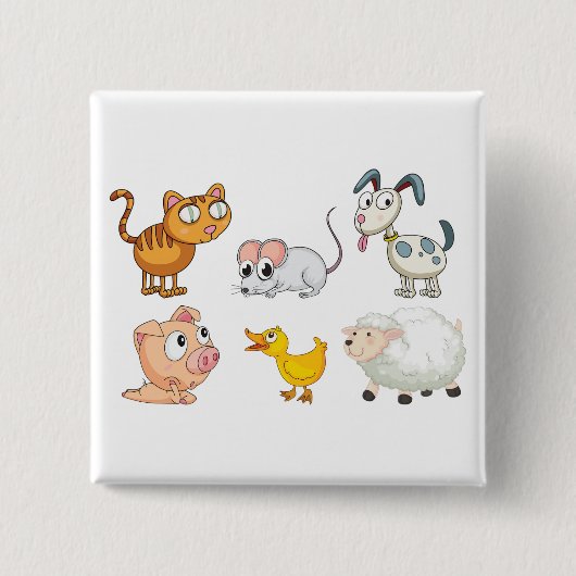 Cute Fun Farm Animals Vierkante Button 5,1 Cm (Voorkant)