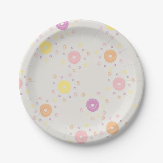 Cute Fun Girly Donuts Pattern Papieren Bordje (Voorkant)