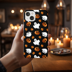 Cute Fun Halloween Ghost Pumpkin Patroon iPhone 12 Hoesje