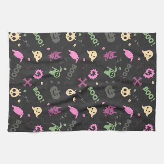Cute Fun Halloween Pattern Theedoek (Horizontaal)