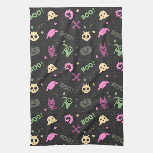Cute Fun Halloween Pattern Theedoek (Verticaal)