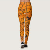 Cute Fun Halloween Spider Web Black en Sinaasappel Leggings (Achterkant)