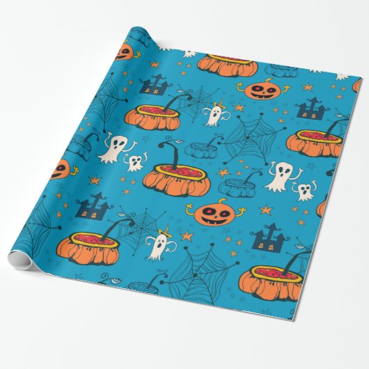 Cute Fun Kind-Friendly Halloween Cadeaupapier (Uitgerold)