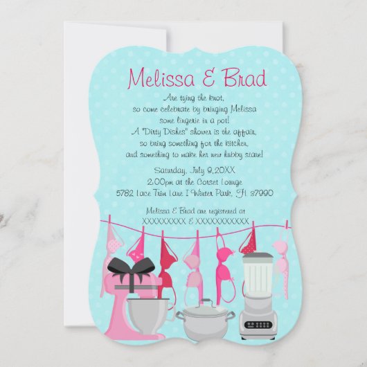 Cute Fun Kitchen Lingerie Bridal Shower Invitation Kaart (Voorkant)