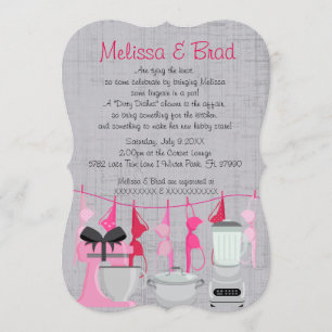 Cute Fun Kitchen Lingerie Bridal Shower Invitation Kaart