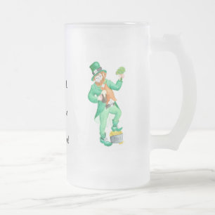 Cute Fun Leprechaun "Luck of the Irish" Matglas Bierpul