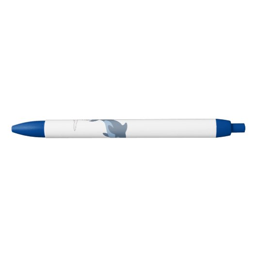 Cute Fun-Loving Cartoon Dolphin Zwarte Inkt Pen (Voorkant)