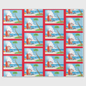 Cute Fun Modern Beach Santa Design Pattern Cadeaupapier (Vlak)
