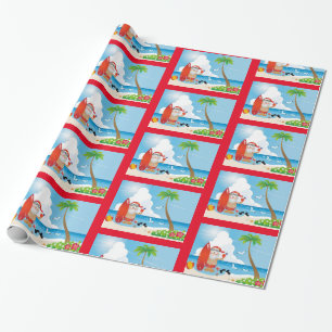 Cute Fun Modern Beach Santa Design Pattern Cadeaupapier