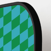 Cute Fun Modern Checkerboard Blue Green Geometric Pickleball Paddle (Links Detail)