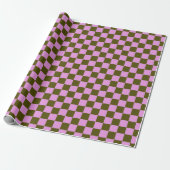 Cute Fun Modern Checkerboard Olive Lila Geometric Cadeaupapier (Uitgerold)