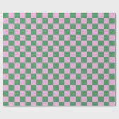 Cute Fun Modern Checkerboard Roze Green Geometric Cadeaupapier (Vlak)