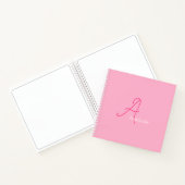 Cute Fun Modern Unique Girly Pink Monogram Notitieboek (Binnen)