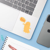 Cute Fun Oranje Boo Ghost Halloween Sticker (Laptop met iPhone)