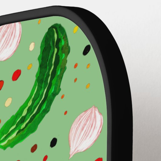 Cute Fun Pickles Cool Unique Pastel Green Pattern Pickleball Paddle (Links Detail)