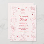 Cute Fun Pink Hand Drawn Favorite Things Holiday Kaart (Voorkant / Achterkant)