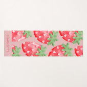 Cute Fun Pink Strawberries Custom Yogamat (Voorkant (horizontaal))