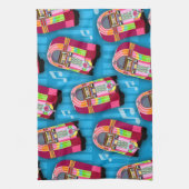 Cute Fun Retro Fifties Neon Jukebox Patroon Theedoek (Verticaal)