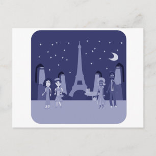 Cute Fun Retro Paris Digital Art Design Briefkaart