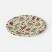 Cute & Fun Retro Robots op de partij Papieren Bordje (Gekanteld)