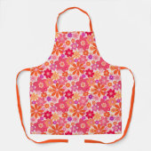 Cute Fun Retro Style Floral Pattern Oranje Roze Schort (Voorkant)