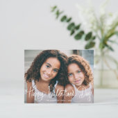 Cute Fun Script Happy Valentine's Day One Photo Feestdagenkaart (Staand voorkant)