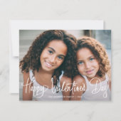 Cute Fun Script Happy Valentine's Day One Photo Feestdagenkaart (Voorkant)