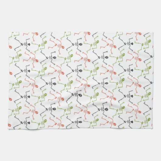 Cute Fun Skull Skeleton Halloween Kitchen Towel Theedoek (Horizontaal)