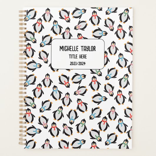 Cute Fun Snow Gift Penguins Kinder Friend Notitieb Planner (Voorkant)