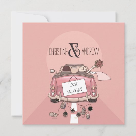 Cute Fun Typography "Just married" Post Wedding Kaart (Voorkant)