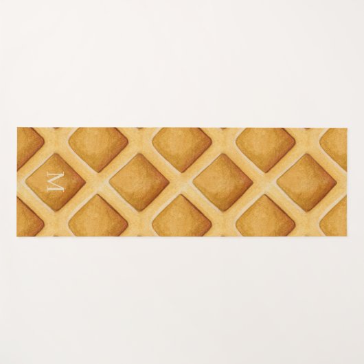 Cute Fun Waffle Pattern Monogram Yoga Mat (Voorkant (horizontaal))