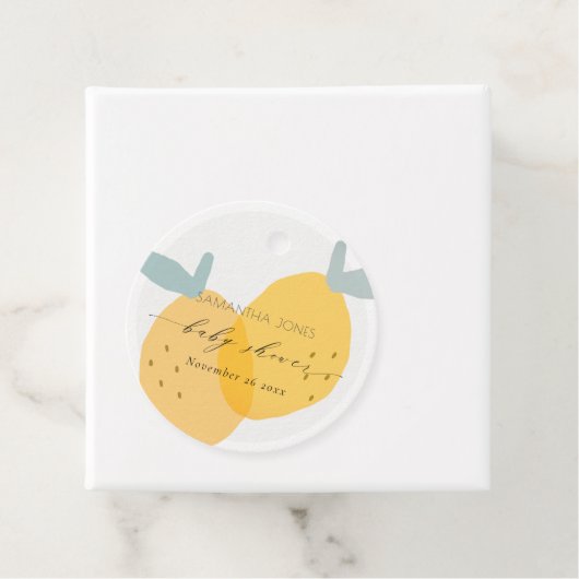 Cute Fun Yellow Lemon Fruity Citrus Baby shower Bedankjes Labels (In situ)