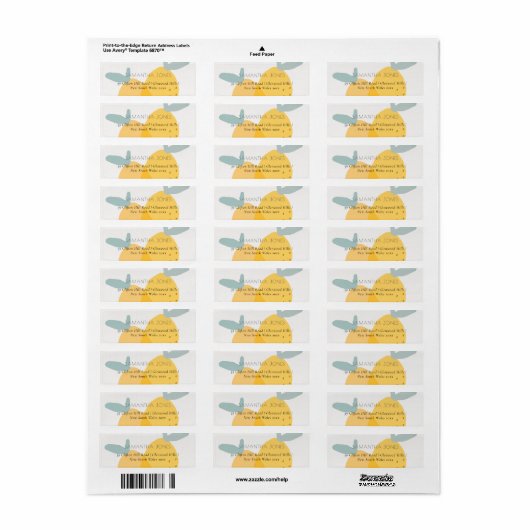 Cute Fun Yellow Lemon Fruity Citrus Bright Address Etiket (Full Sheet)