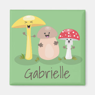 Cute fungi-paddenstoelen en cartoon van de tuinsch magneet
