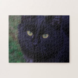 Cute Funky Black Cat Kitten Face Legpuzzel