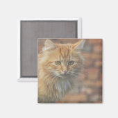 Cute Funky Ginger Cat Kitten Face Magneet (Voorkant / Achterkant)