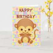 Cute Funky Pattern Monkey Design Birthday Kaart (Gele Bloem)