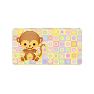 Cute Funky Pattern Monkey Etiket