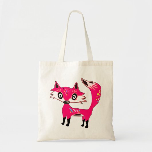 Cute Funky Pink Fox Tote Bag (Voorkant)