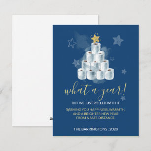 Cute Funny 2020 Year Waterverf Toilet Paper Tree Feestdagenkaart