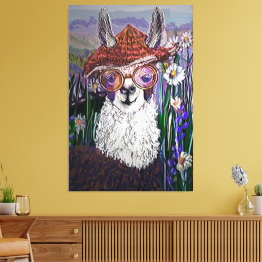 Cute Funny Alpaca, hou je kool Canvas Afdruk (Insitu (Woonkamer))