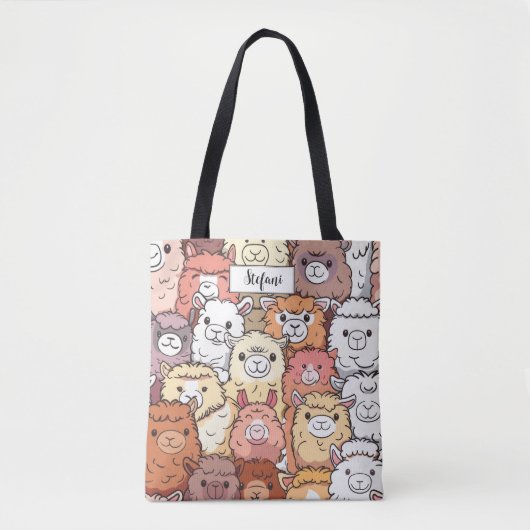 Cute Funny Alpacas Llama Pattern Personized Draagtas (Voorkant)