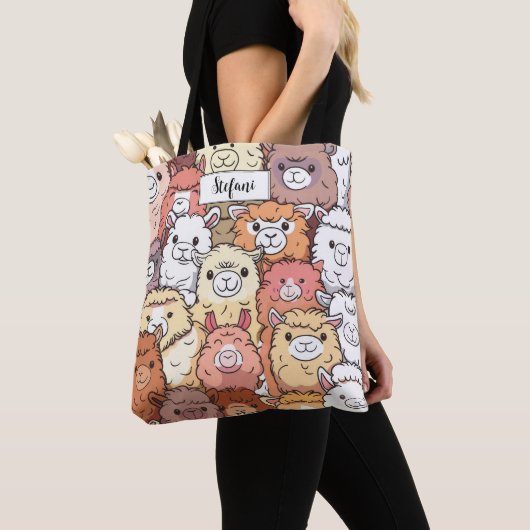 Cute Funny Alpacas Llama Pattern Personized Draagtas (Dichtbij)
