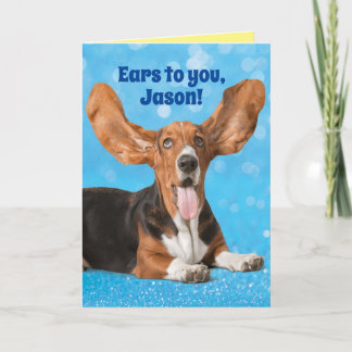Cute Funny Basset Hound - Ears to You Custom Name Kaart