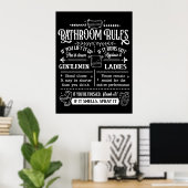 Cute Funny Bathroom Rules Poster (Thuiskantoor)