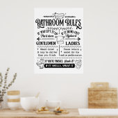 Cute Funny Bathroom Rules Poster (Keuken)
