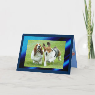 Cute & Funny Birthday Card met Basset Hounds Kaart