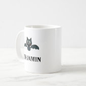 Cute Funny Black Bat met naam Koffiemok (Voorkant links)