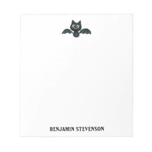 Cute Funny Black Bat met naam Notitieblok